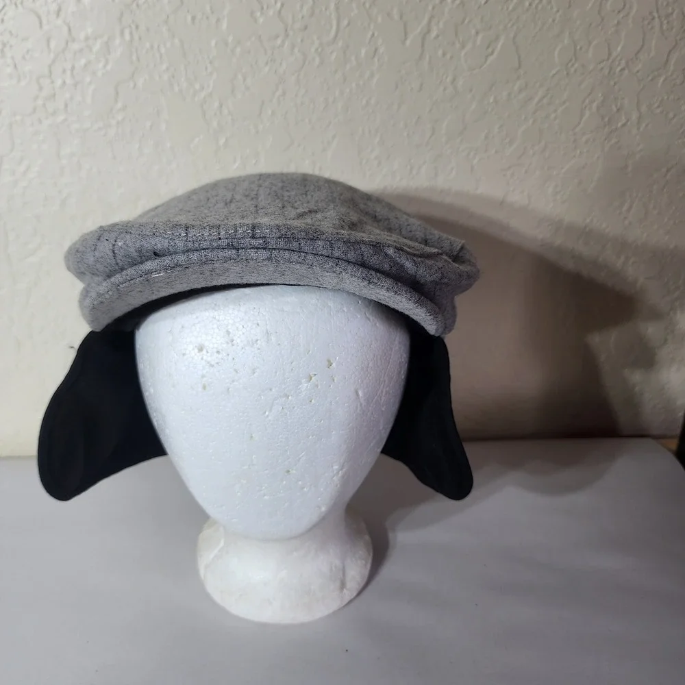 New Era EK Collection Mens Grey Pinstripe Flat Cap Ear Flaps Wool Blend Large